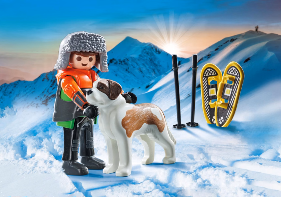 Hiker with Saint Bernard